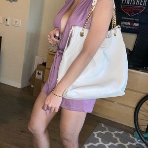 Michael Kors white leather shoulder bag